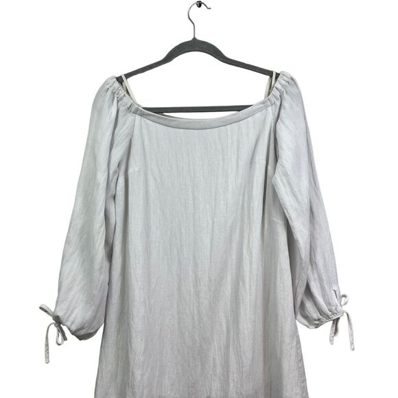 Lilly Pulitzer Off The Shoulder Shift Dress 3/4 Sleeve Fringe Hem White Women S* - Picture 2 of 6